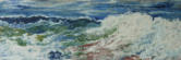 Day of the Big Waves #1, Encaustic on Birch Panel,  12" x 36"
