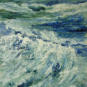 Early Morning Swell, Encaustic on Birch Panel, 18" x 18"