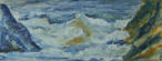 Shoe Cove Waves, Encaustic on Mat Board,  12" x 36"