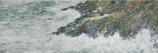 Waves Breaking Over Rocks 2, Encaustic on Panel, 12" x 36"