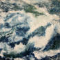 Waves in Blue, Encaustic on Panel, 16" x 16"