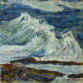 The Water in Between, Encaustic on Birch Panel,  18" x 18"