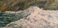 Waves Over Shore Rocks 2, Encaustic on Panel, 12" x 24"