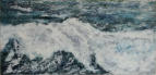 Pouch Cove Wave, Encaustic on Panel, 12" x 24"